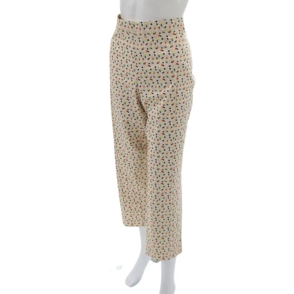 Akris Punto Womens Cropped Beige Geometric Cotton Pants Zip Size 16